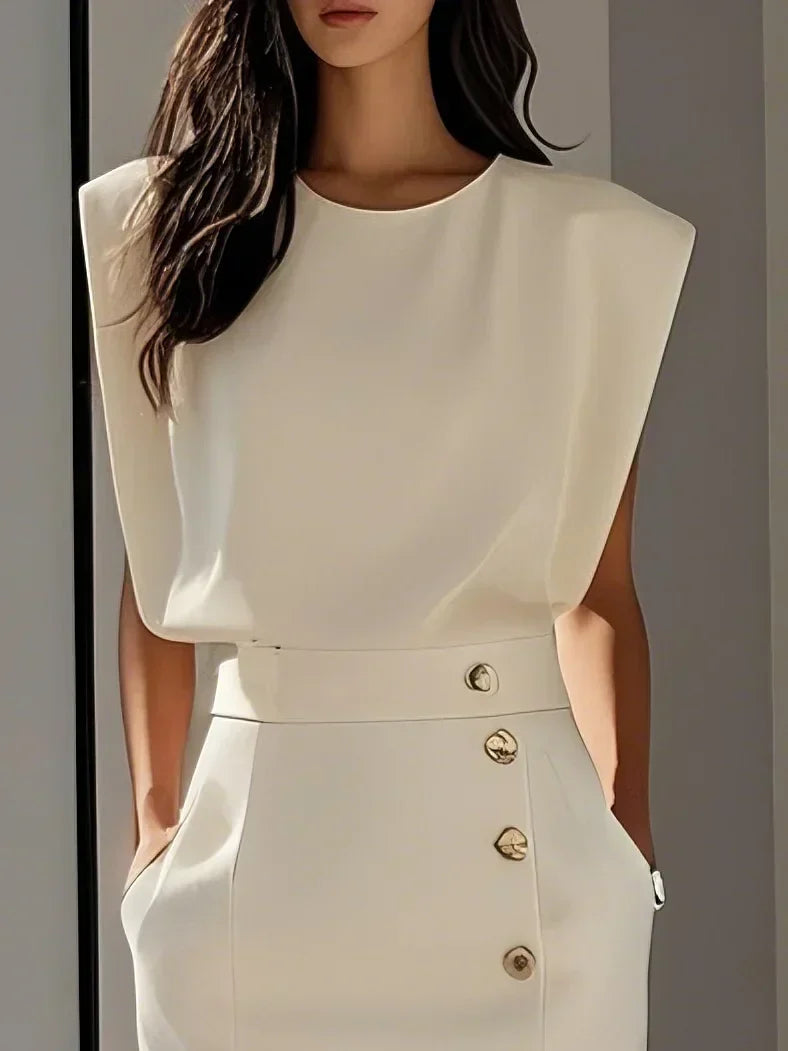 Malene™ | Classic Button-Slit Midi Dress
