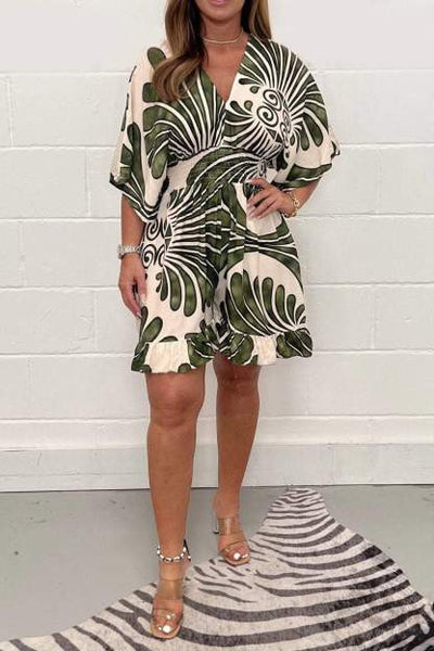 LuxeVibe™ V-Neck Printed Jumpsuit