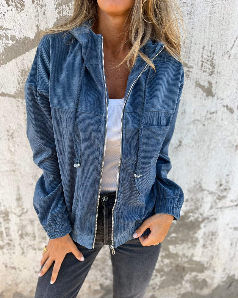 Ella™ Corduroy Hooded Zipper Jacket