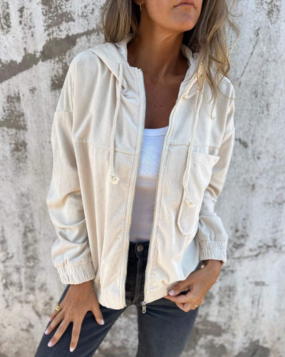 Ella™ Corduroy Hooded Zipper Jacket