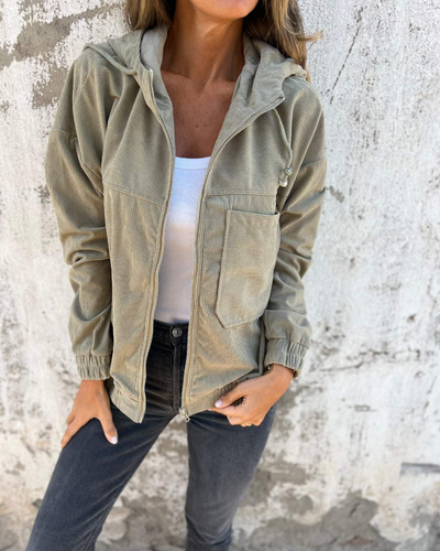 Ella™ Corduroy Hooded Zipper Jacket
