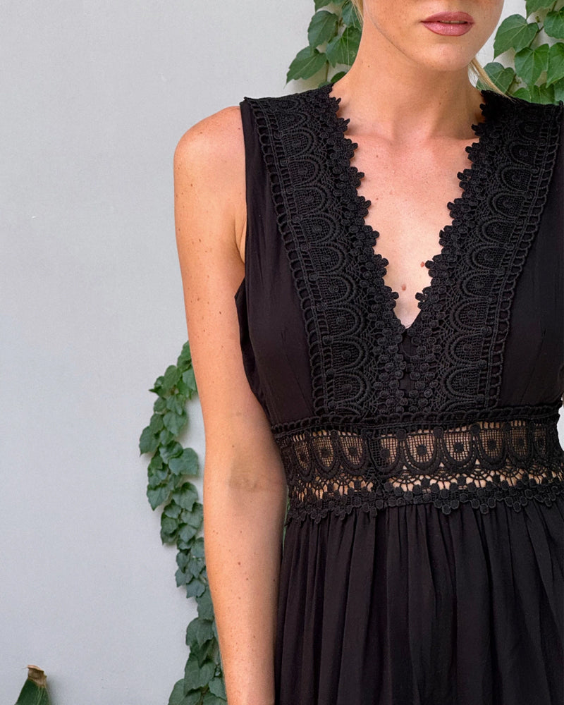 Liora™ | Chic Lace V-Neck Dress