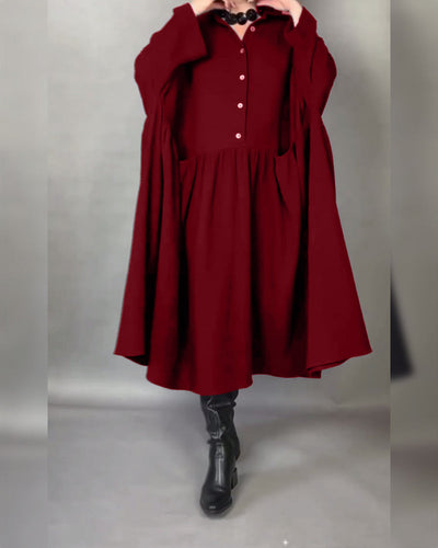 Avelyn™ | Oversized A-Line Button Collar Dress