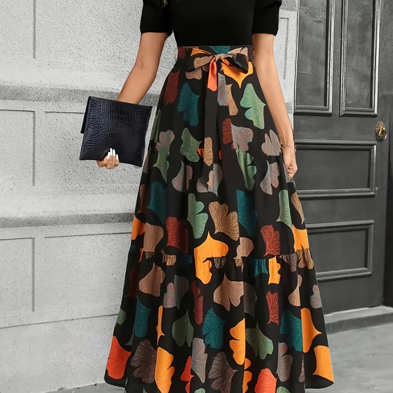 VivaForm™ A-Line Geometric Midi Dress