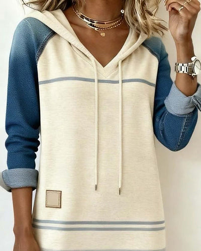 LineaHue™ | Striped Color-Mix Hooded Dress