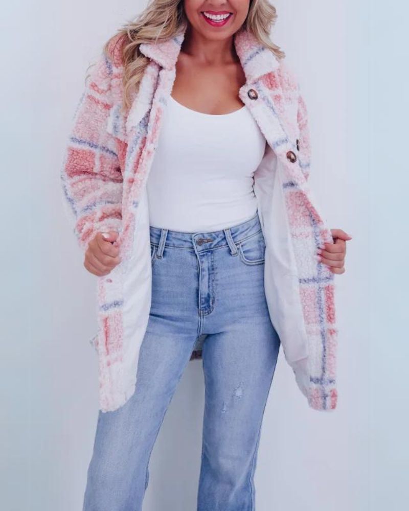 Elinara™ – Cozy Polar Fleece Plaid Jacket