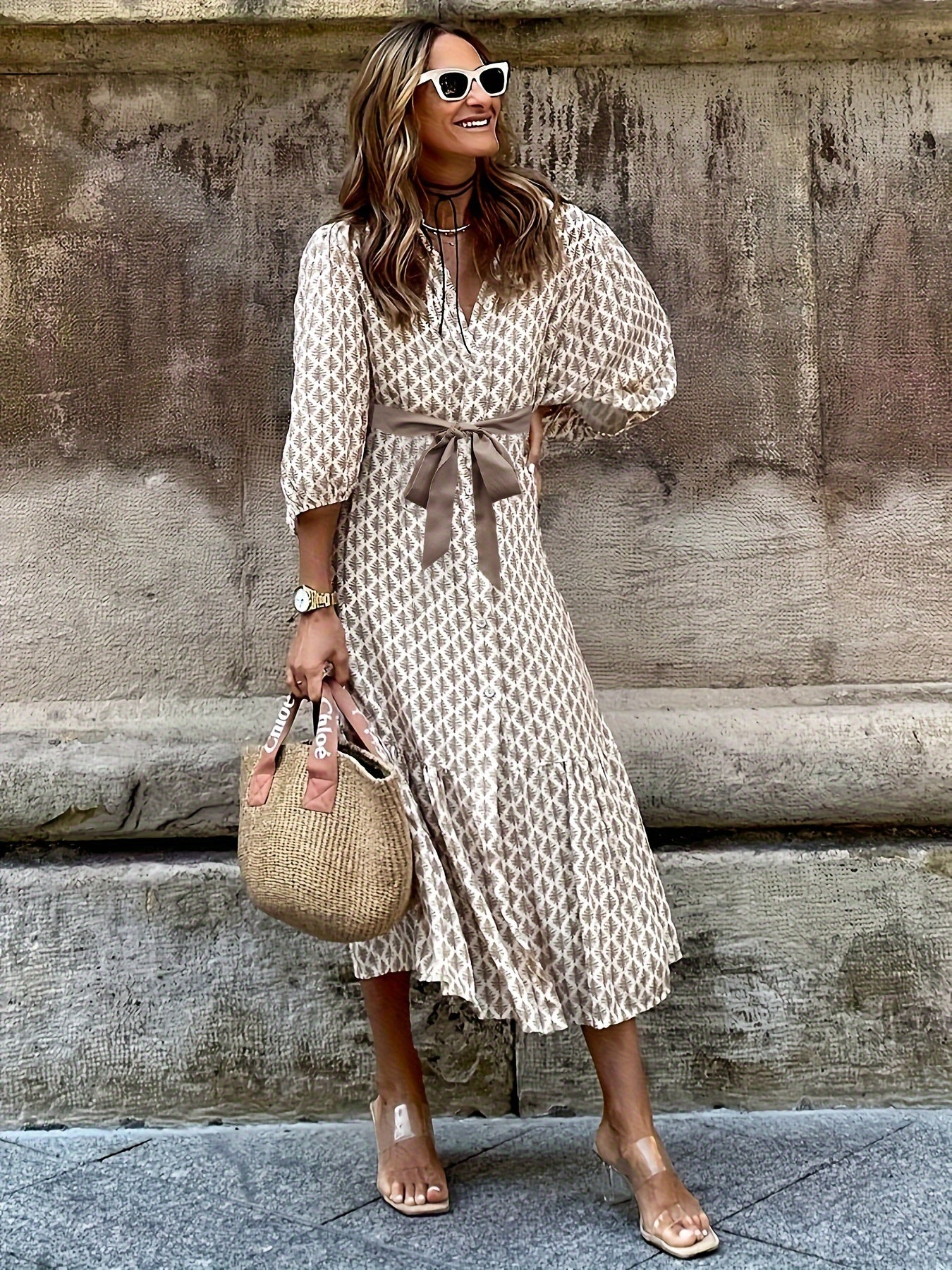 FloraGrace™ Pleated Maxi Dress