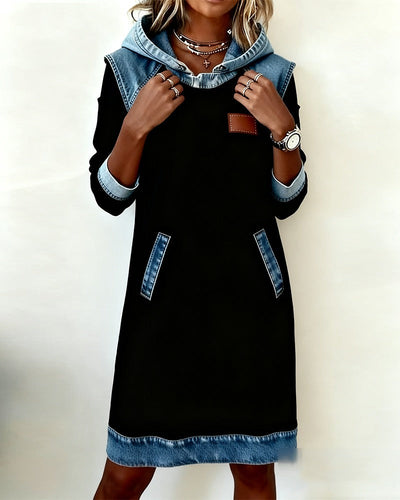DenimEase™ | Casual Hooded Denim Dress
