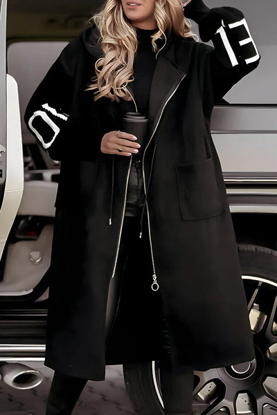 Noa™ | Long Hooded Coat with Knitted Sleeves