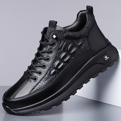 LuxStride™ | Men’s Glossy Faux Leather Business Sneakers