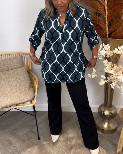Bella | GEOMETRIC LONG SLEEVE BLOUSE FOR ELEGANT EVERYDAY STYLE