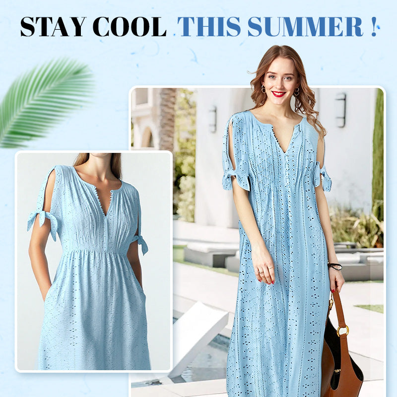 Eleganza™ V-Neck Hollow Dress