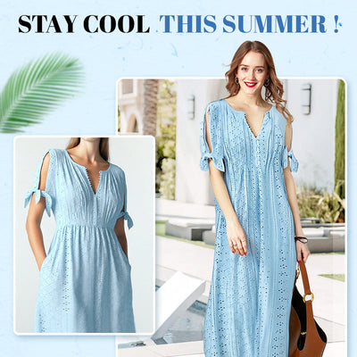 Eleganza™ V-Neck Hollow Dress
