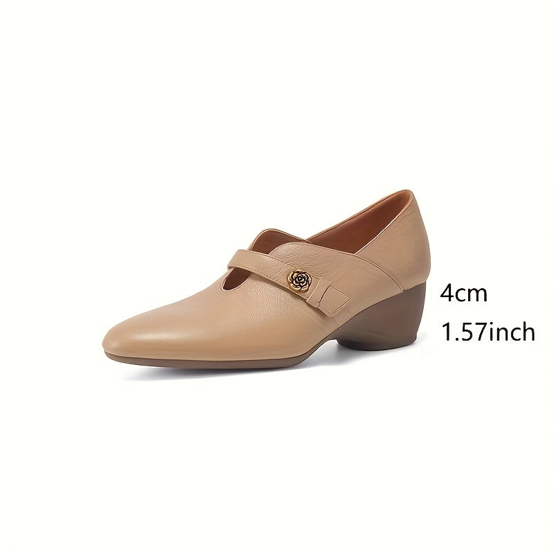 Velora™ Black Ankle Strap Low Heel Flats