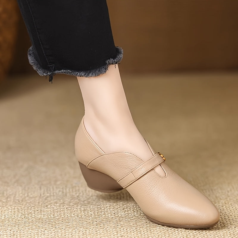 Velora™ Black Ankle Strap Low Heel Flats
