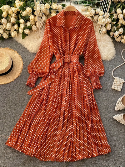PolkaGrace™ Burgundy Maxi Dress