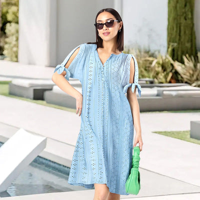 Eleganza™ V-Neck Hollow Dress
