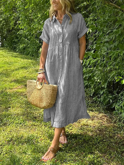 LineaChic™ Striped Shirt Dress