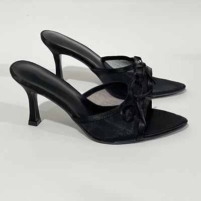 LuxeBow™ Women’s Mesh Open-Toe High Heels