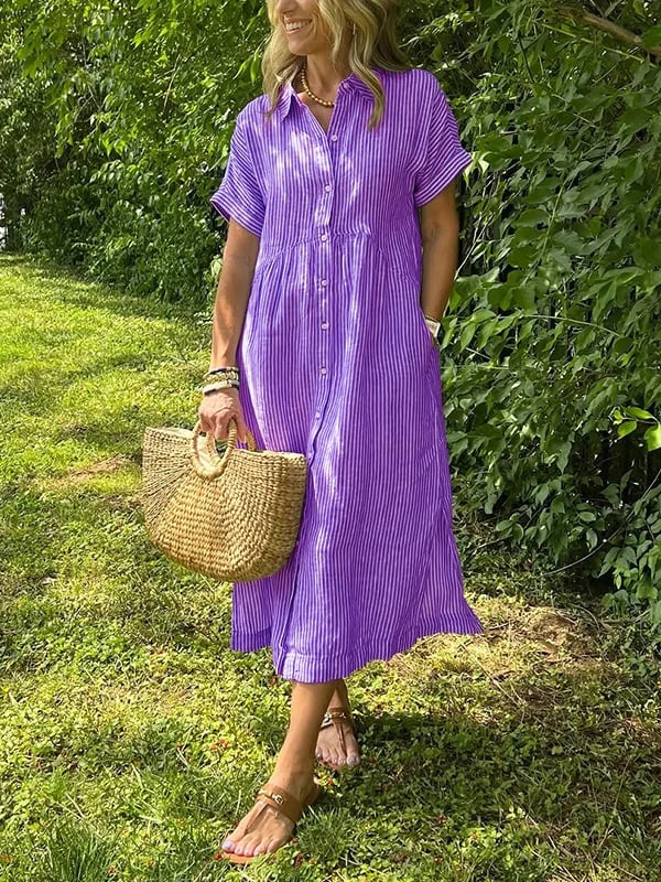 LineaChic™ Striped Shirt Dress