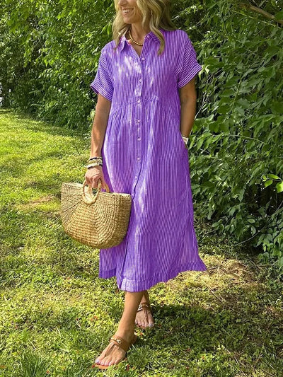 LineaChic™ Striped Shirt Dress