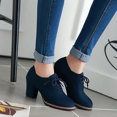 OxfordCharm™ Women’s Retro British Lace-Up Heels