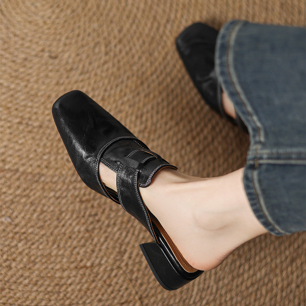 IvoraLuxe™ – Genuine Leather Mules