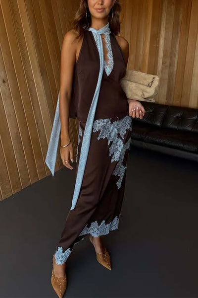 Luna™ | Contrast Satin Maxi Set