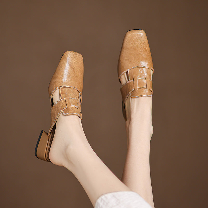 IvoraLuxe™ – Genuine Leather Mules
