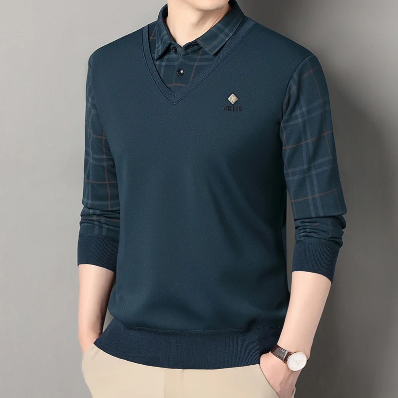 VeluMode™ | Men’s Winter Velvet Polo Pullover