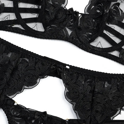 Jacinta - Luxury 3-Piece Shoulder Strap Lingerie Set