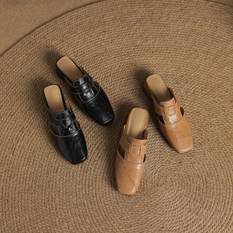 IvoraLuxe™ – Genuine Leather Mules