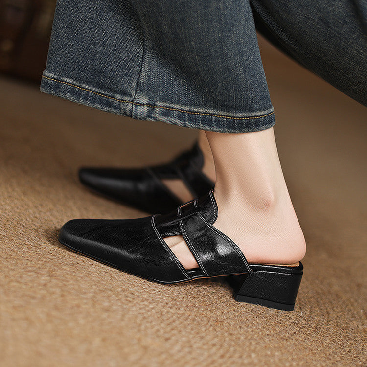 IvoraLuxe™ – Genuine Leather Mules