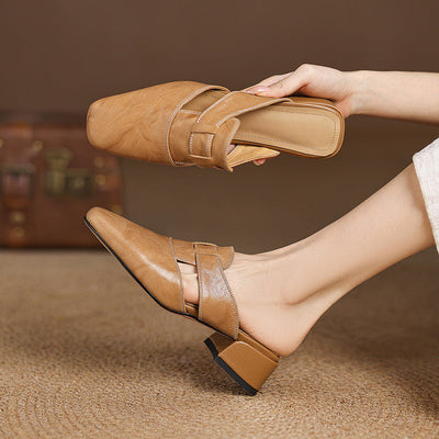 IvoraLuxe™ – Genuine Leather Mules