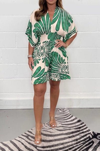 LuxeVibe™ V-Neck Printed Jumpsuit