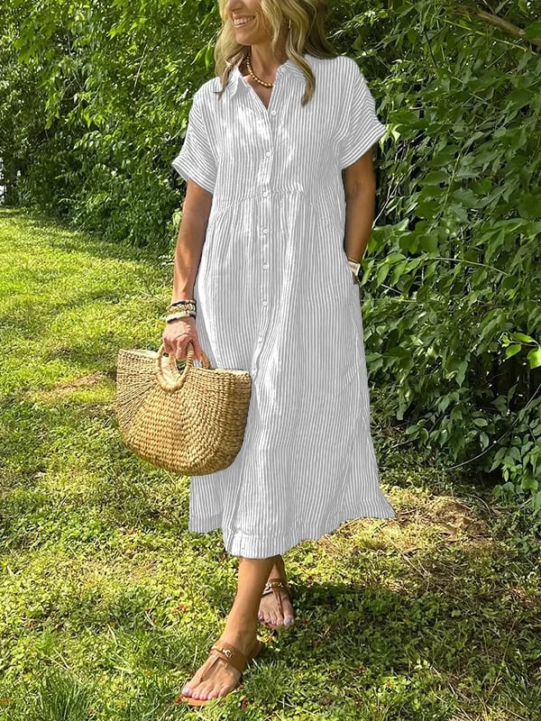 LineaChic™ Striped Shirt Dress