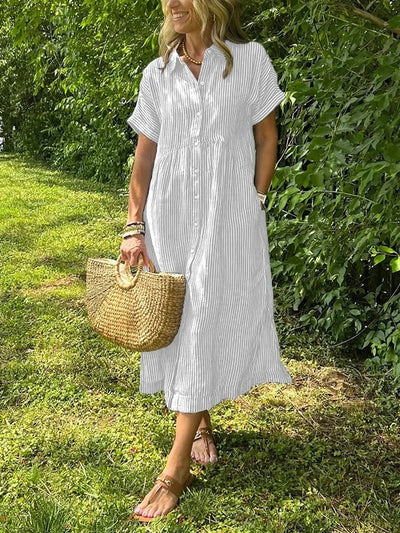 LineaChic™ Striped Shirt Dress