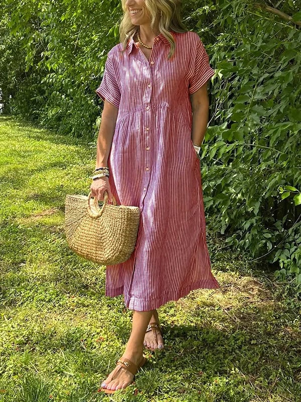 LineaChic™ Striped Shirt Dress