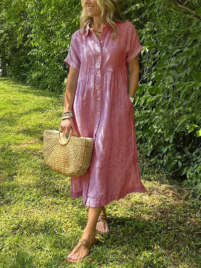 LineaChic™ Striped Shirt Dress
