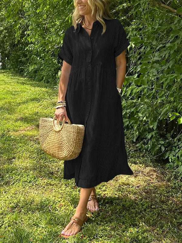 LineaChic™ Striped Shirt Dress