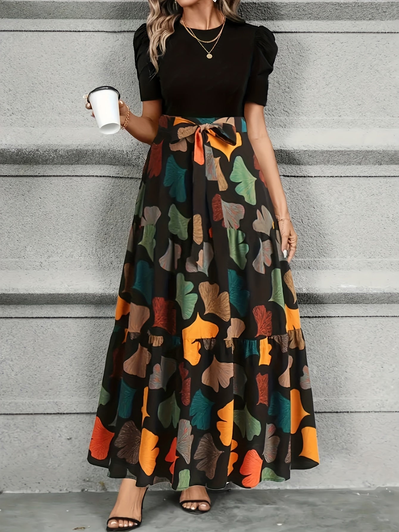 VivaForm™ A-Line Geometric Midi Dress