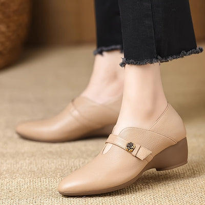 Velora™ Black Ankle Strap Low Heel Flats