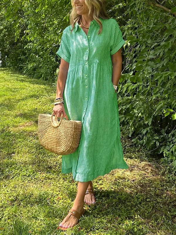 LineaChic™ Striped Shirt Dress