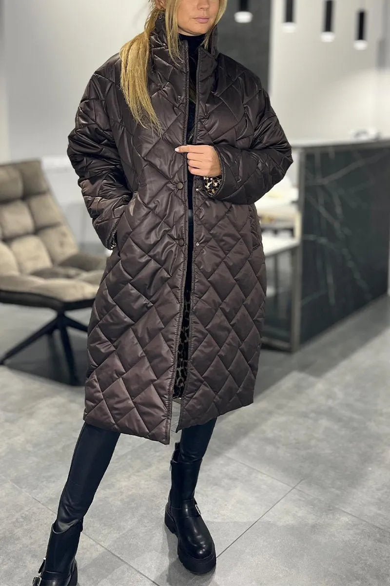 Ofira™ | Reversible Quilted Coat with Leopard Lining
