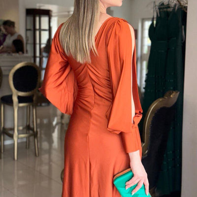 RadianceFlow™ Glossy Floor-Length Dress