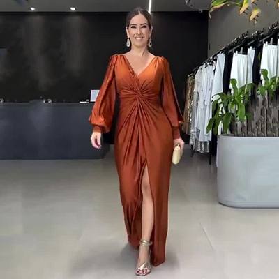 RadianceFlow™ Glossy Floor-Length Dress