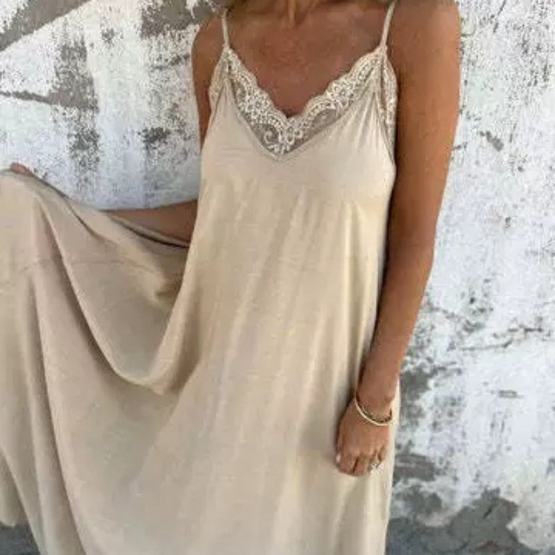 LaceAura™ Spaghetti Strap Maxi Dress
