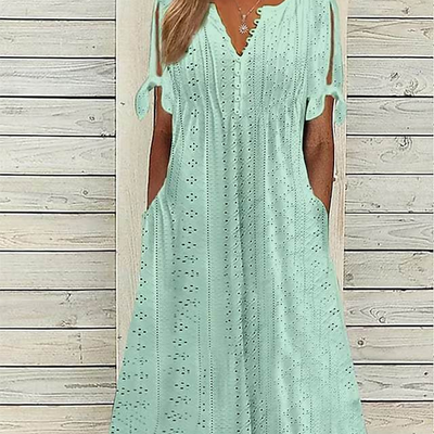 Eleganza™ V-Neck Hollow Dress