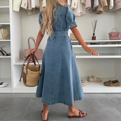 DenimMuse™ Retro Button-Down Shirt Dress