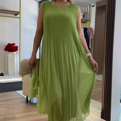 Elenora™ | Sleeveless Pleated Chiffon Dress